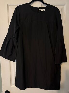 Black Bell-Sleeve Shift Dress